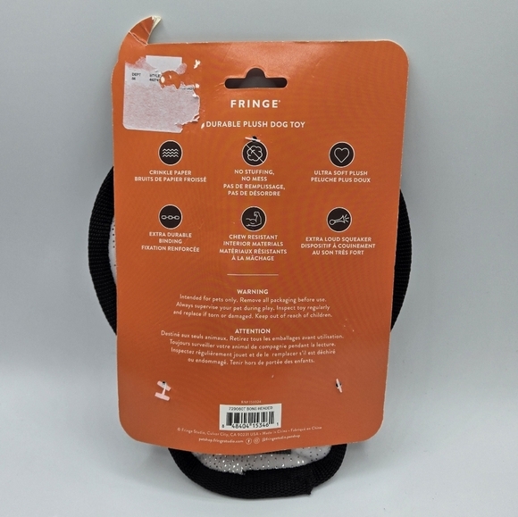 Fringe Halloween Skull Bone Headed Durable Plush Dog Toy - Picture 2 of 7